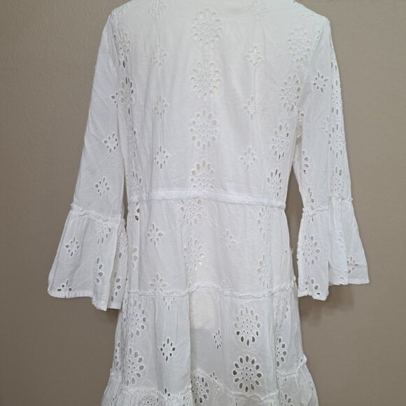 Blue Island White Eyelet Boho Tunic Cover-Up – Size L - Picture 4 of 5